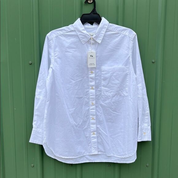 Classic White Button-Up Shirt Cotton Tunic Blouse Size XL - Picture 1 of 7